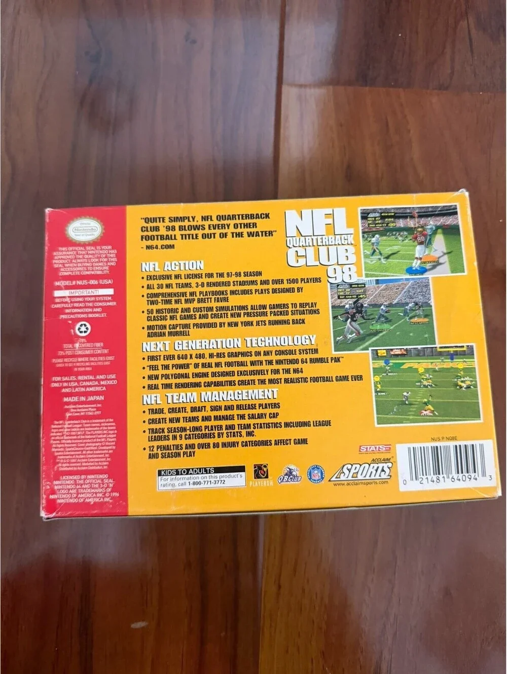 NFL Quarterback Club 98 Nintendo 64 N64 Complete in Box CIB